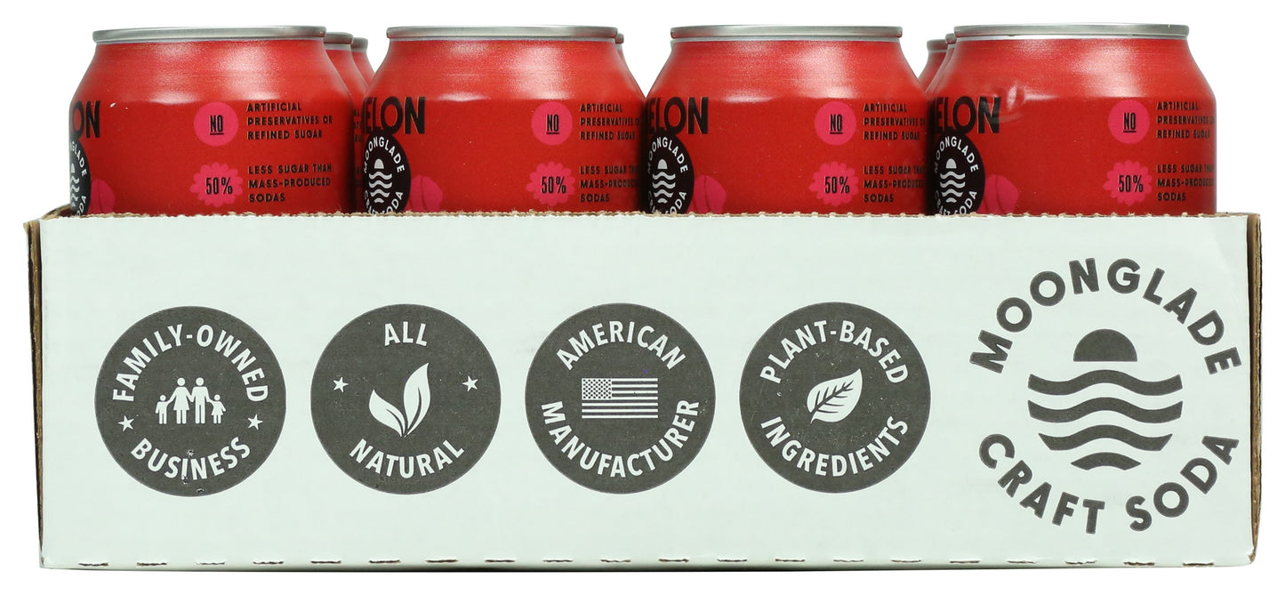 Moonglade Watermelon Ginger Beer- Real Watermelon, Tangy Lemon and Spicy Ginger- 12 Pack