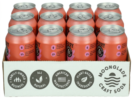 Moonglade Strawberry Hibiscus Ginger Beer- Real Hibiscus Flower, Tangy Lemon and Sweet Strawberry- 12 and 4 Packs
