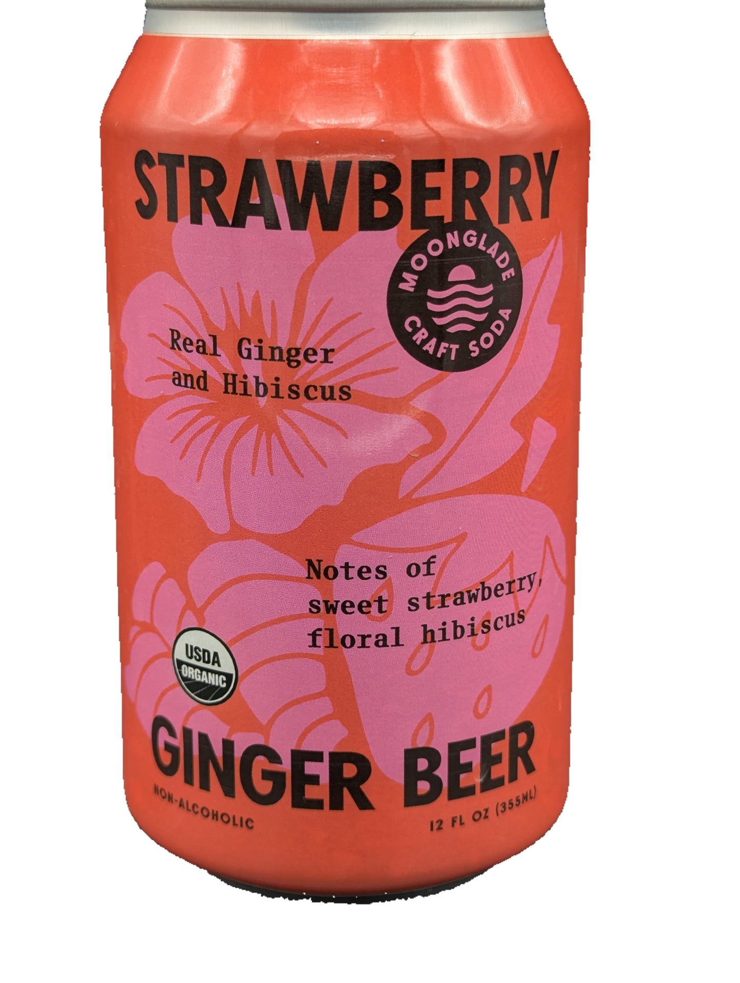 Moonglade Strawberry Hibiscus Ginger Beer- Real Hibiscus Flower, Tangy Lemon and Sweet Strawberry