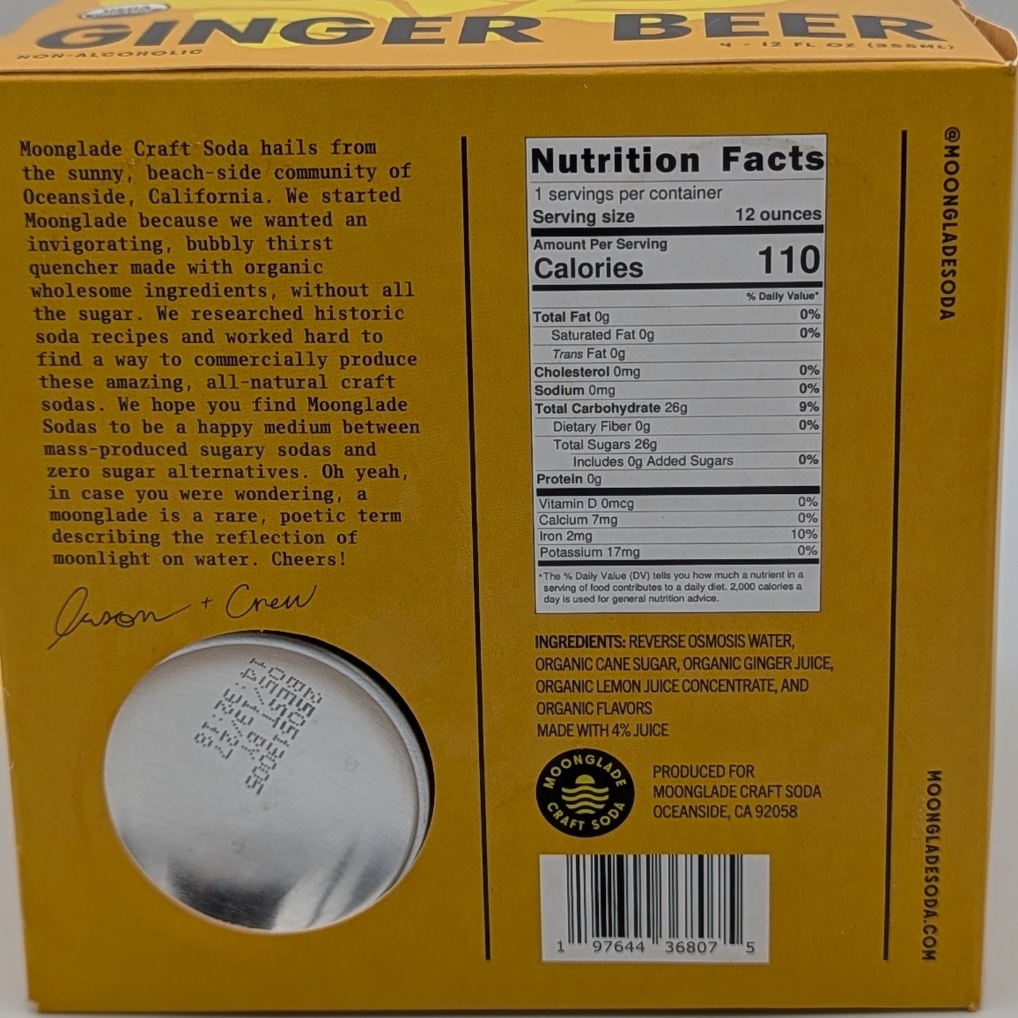 Moonglade Original Ginger Beer- Tangy Lemon and Spicy Ginger Mix