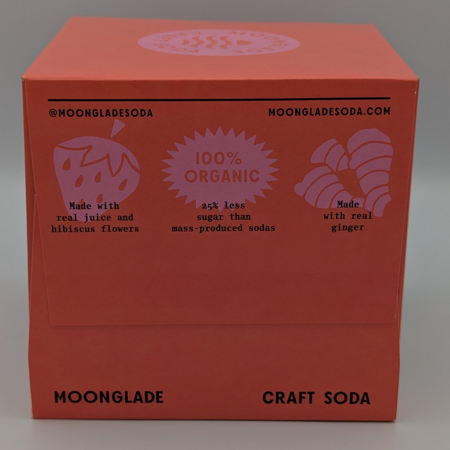 Moonglade Strawberry Hibiscus Ginger Beer- Real Hibiscus Flower, Tangy Lemon and Sweet Strawberry