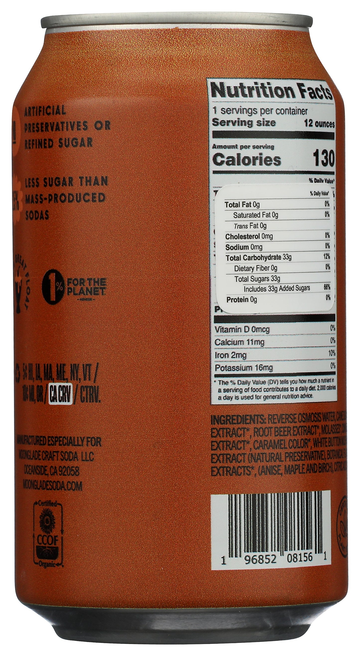 Moonglade Organic Root Beer- Creamy Vanilla Sweet Birch and Rich Molasses- 12 Pack