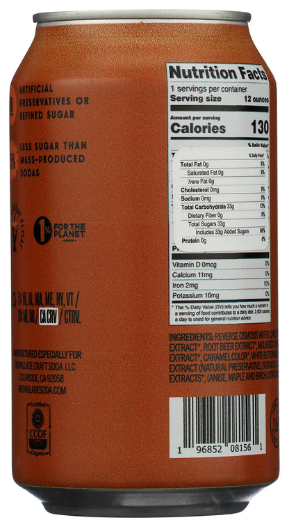 Moonglade Organic Root Beer- Creamy Vanilla Sweet Birch and Rich Molasses- 12 Pack