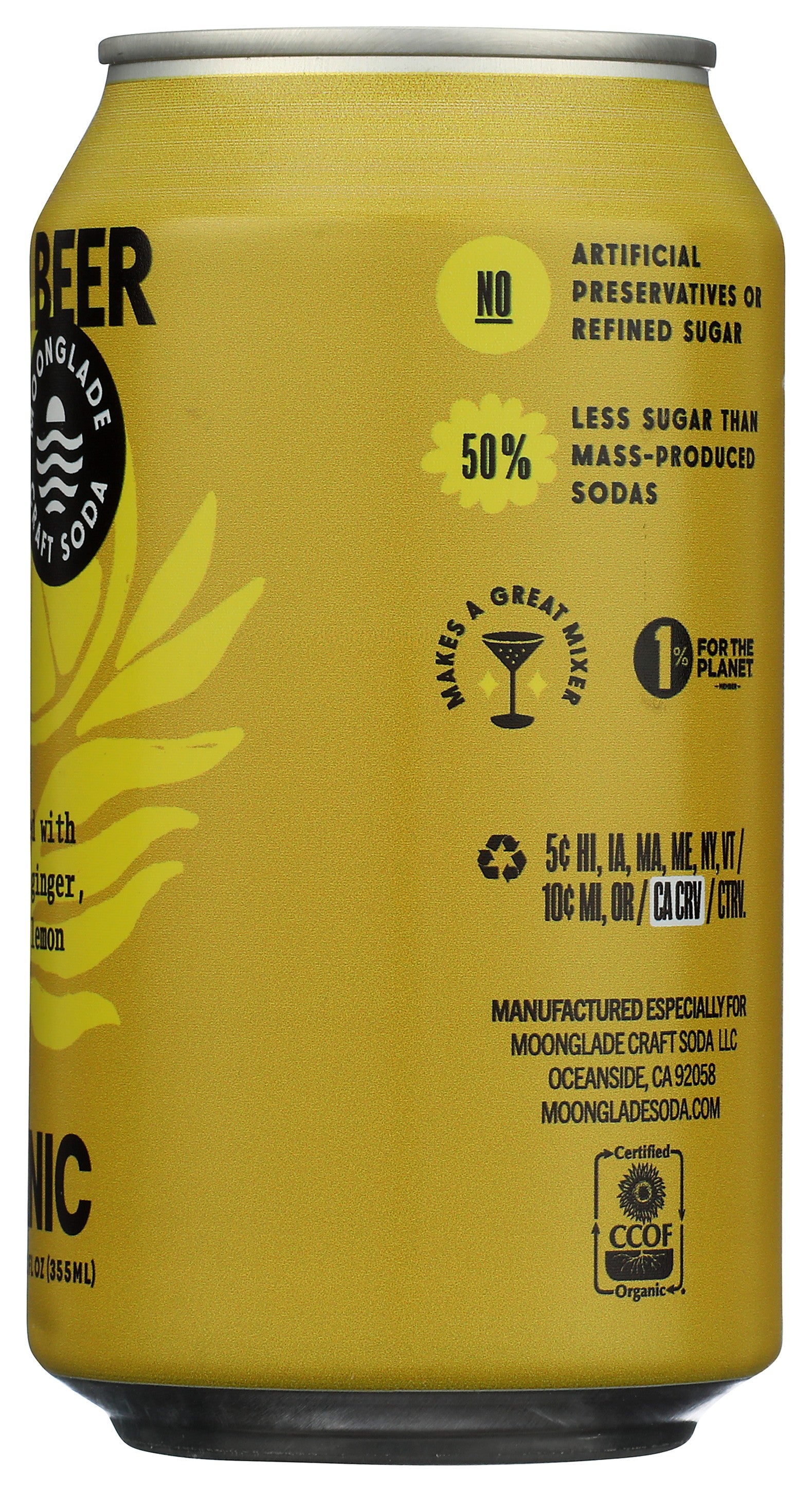 Moonglade Organic Ginger Beer- Tangy Lemon and Spicy Ginger-12 and