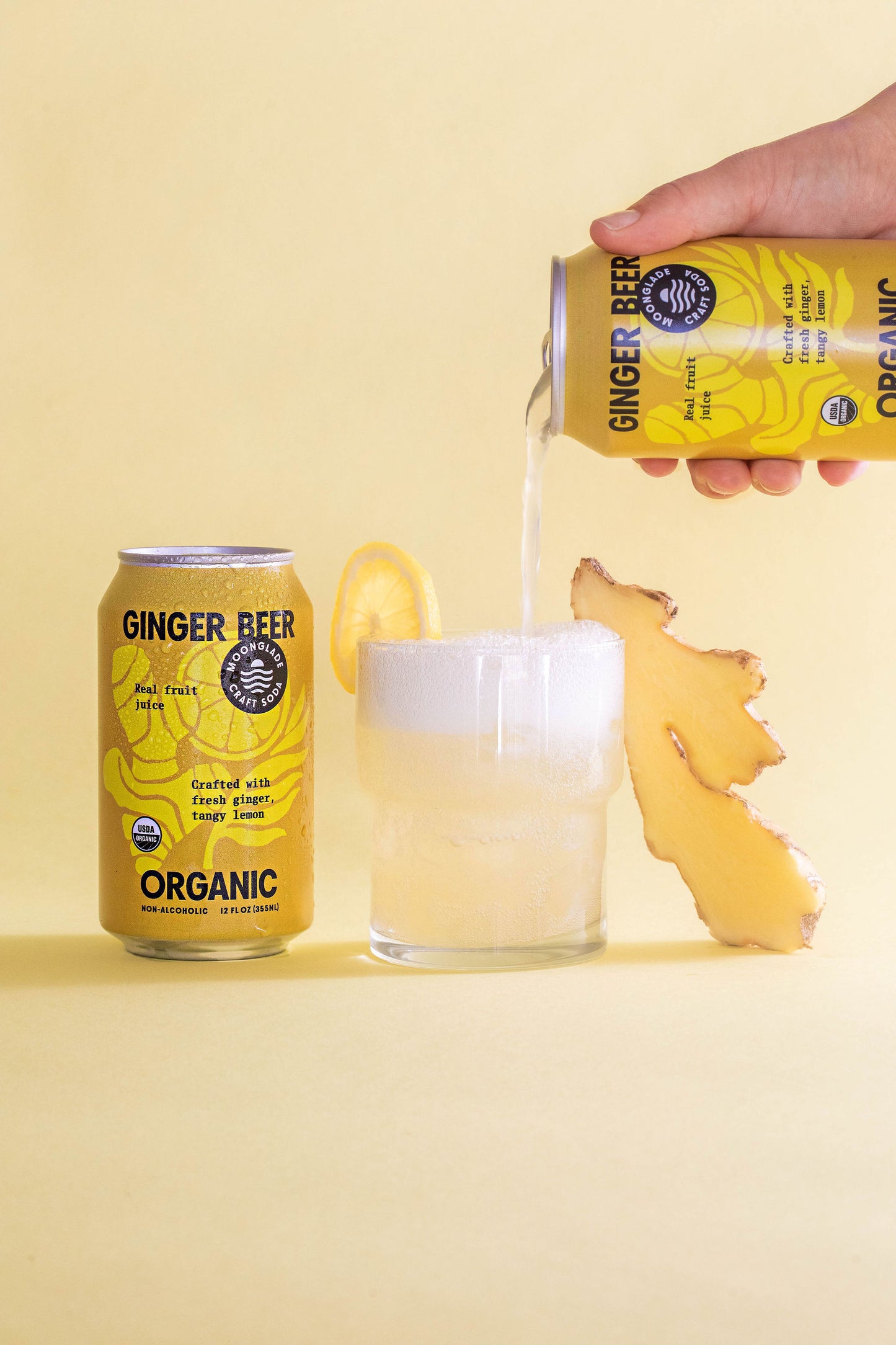 Moonglade Organic Ginger Beer- Tangy Lemon and Spicy Ginger-12 Pack