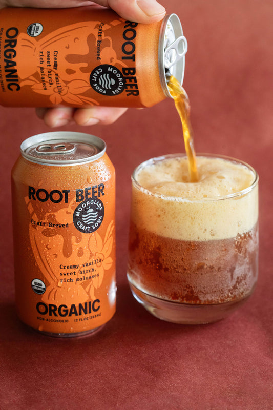 Moonglade Organic Root Beer- Creamy Vanilla Sweet Birch and Rich Molasses- 12 Pack
