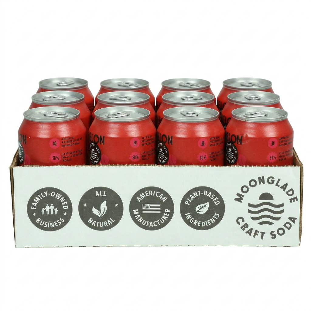 Moonglade Watermelon Ginger Beer- Real Watermelon, Tangy Lemon and Spicy Ginger- 12 Pack