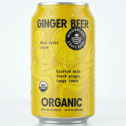 Moonglade Organic Ginger Beer- Tangy Lemon and Spicy Ginger-12 Pack