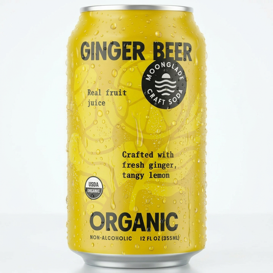 Moonglade Organic Ginger Beer- Tangy Lemon and Spicy Ginger-12 Pack