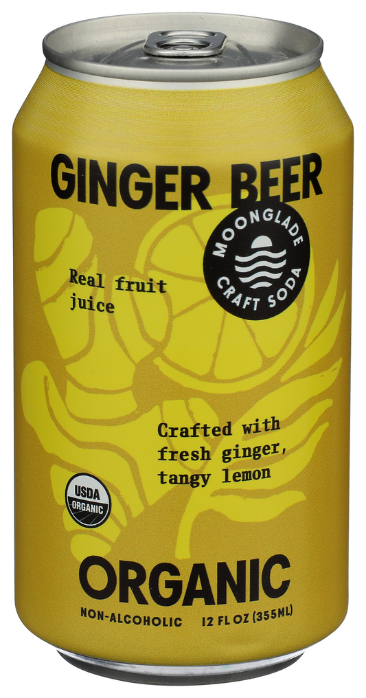 Moonglade Organic Ginger Beer- Tangy Lemon and Spicy Ginger-12 Pack