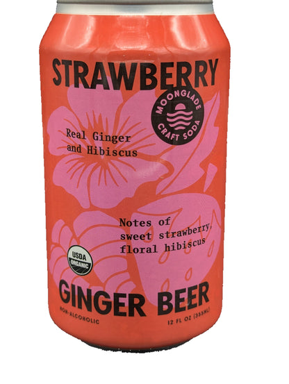 Moonglade Strawberry Hibiscus Ginger Beer- Real Hibiscus Flower, Tangy Lemon and Sweet Strawberry